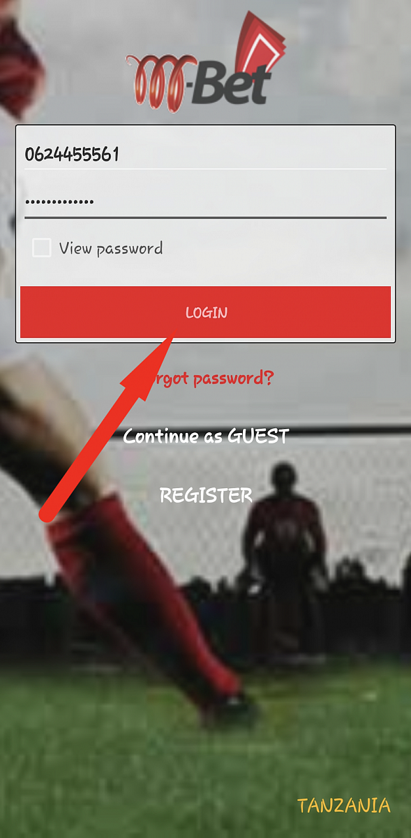  Sign in  of  M-bet App Tanzania 