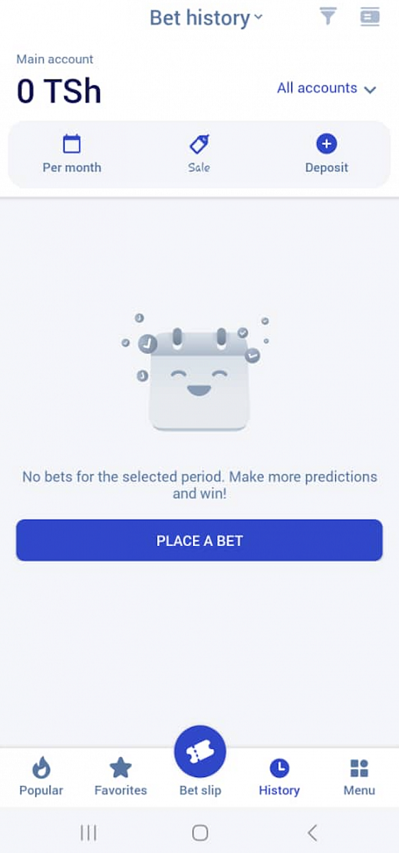 Interface of Paripesa Android  App Tanzania 