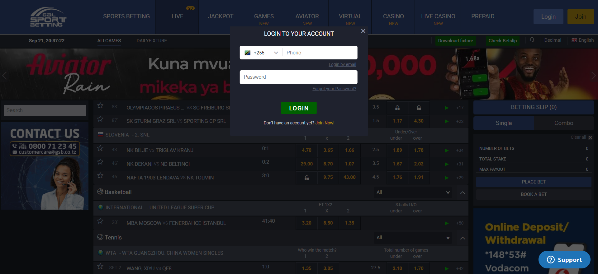 Image for Gal Sport betting login process