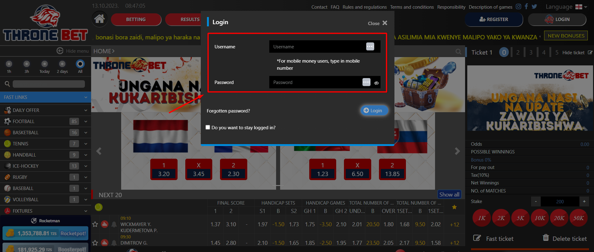 Throne Bet Registration