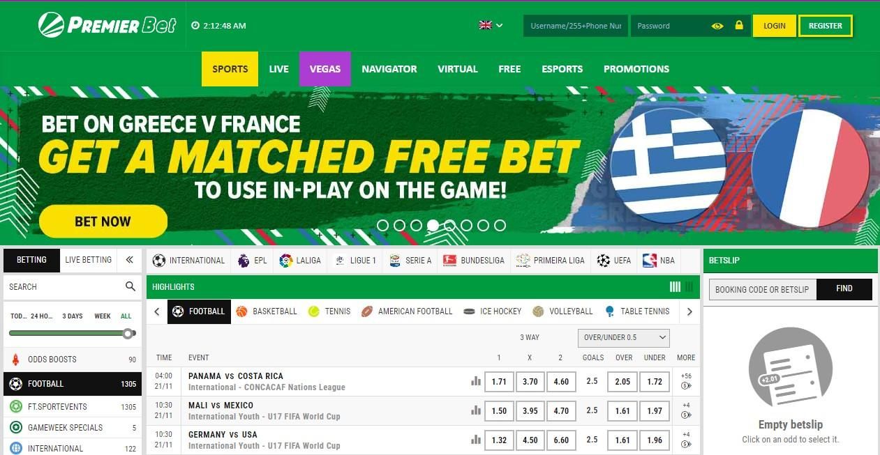 Premier Bet Main page