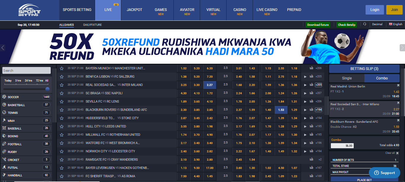 Gal sport betting webiste