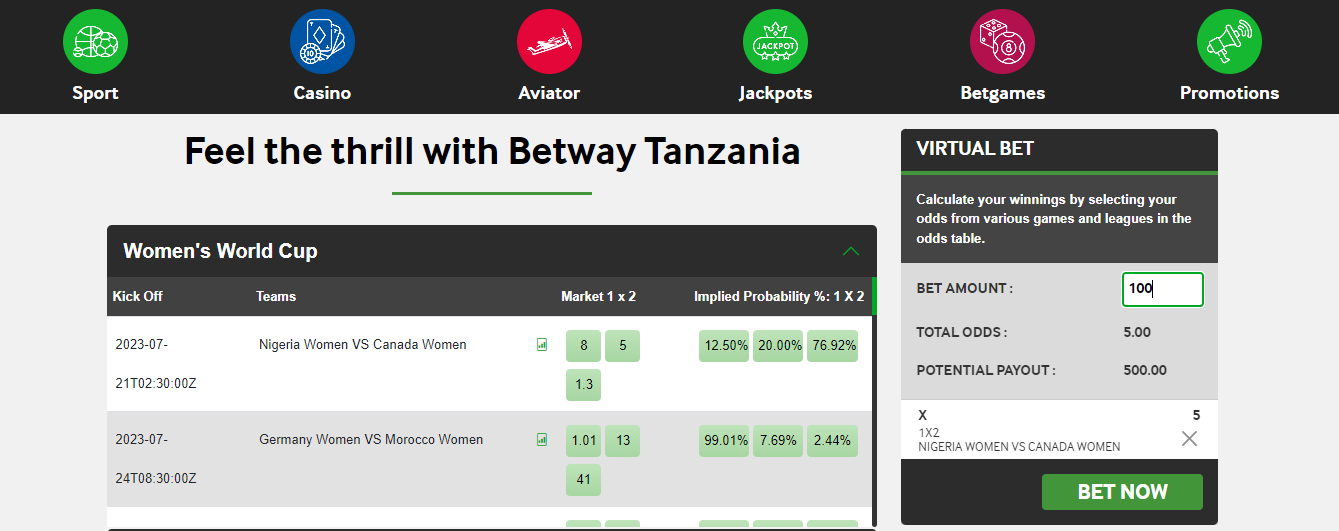 Select your betting sport