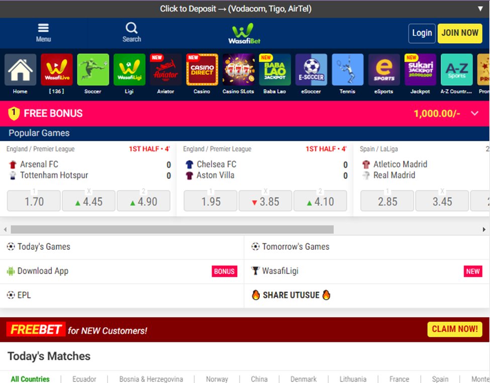 Tanzania Betting Sites Wasafibet
