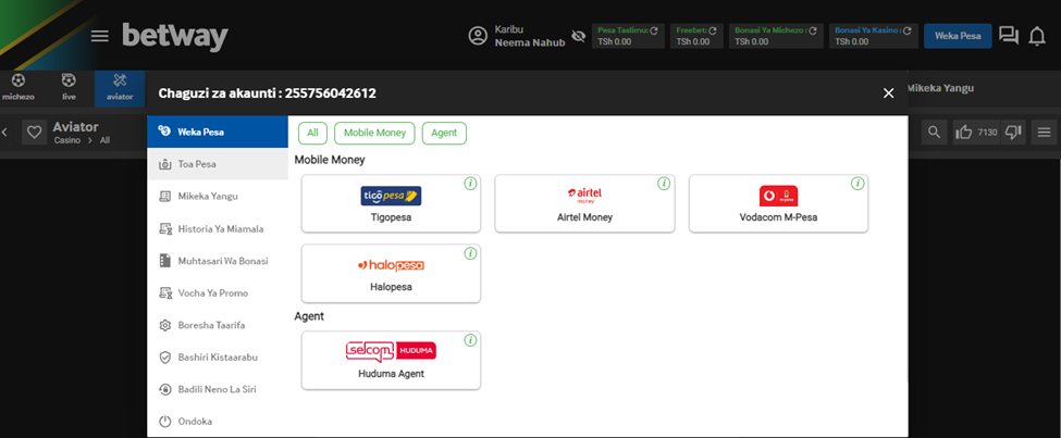 Betway Deposit and Withdrawal