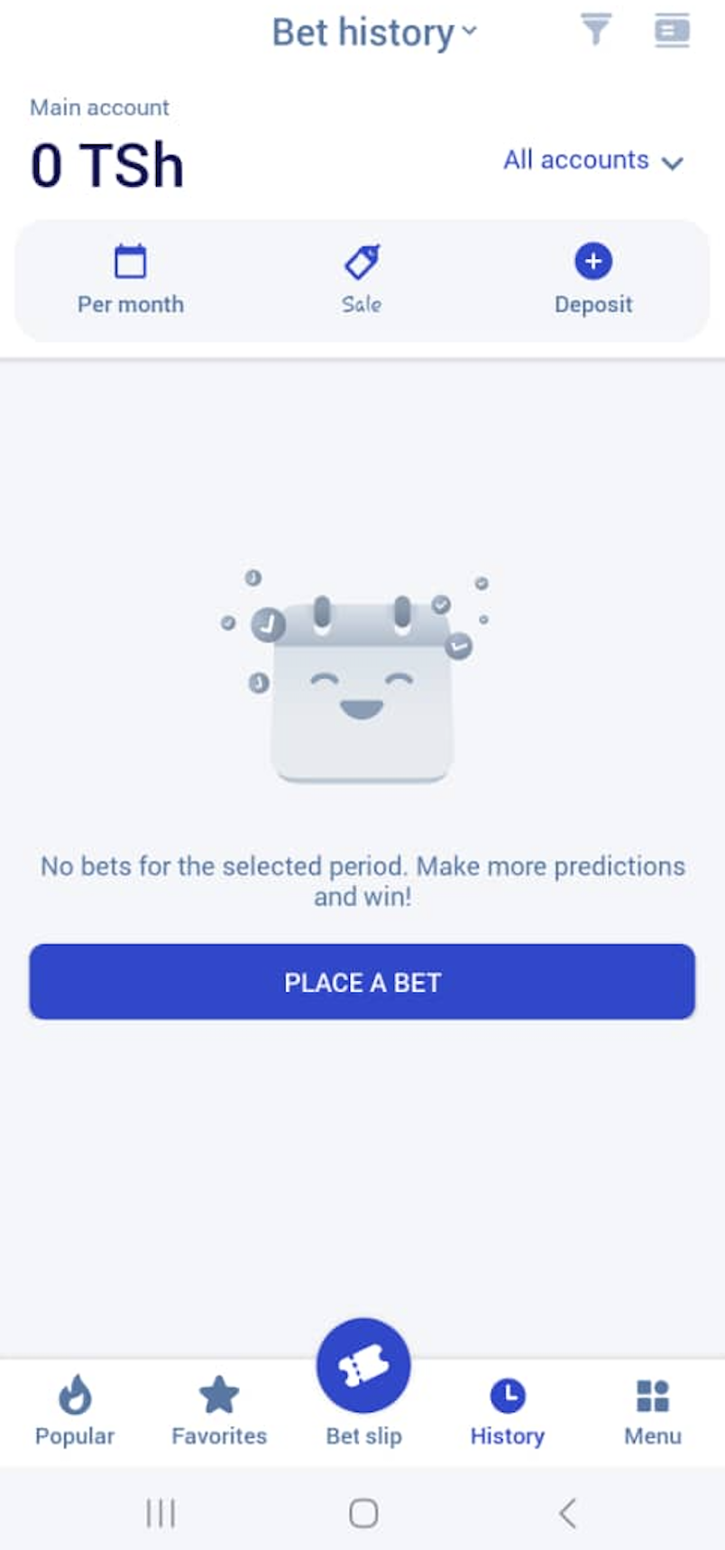 Interface of Paripesa Android  App Tanzania 