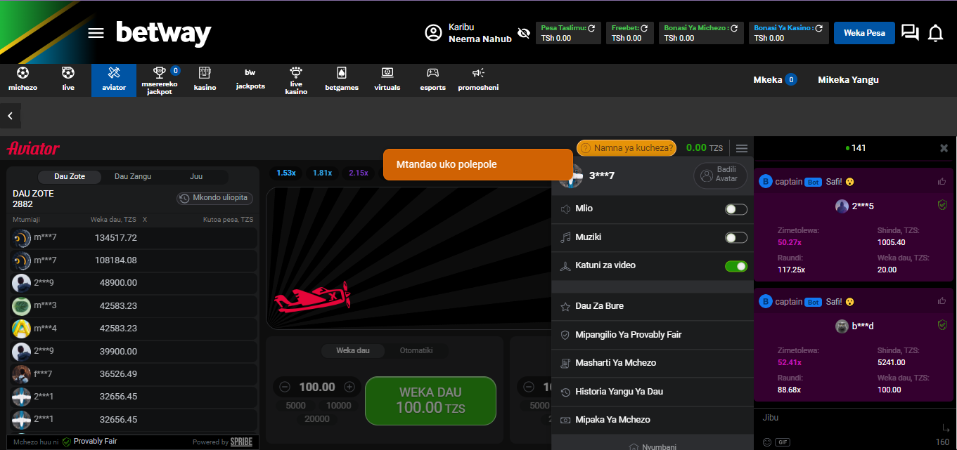 Betway Tanzania Aviator Game Features