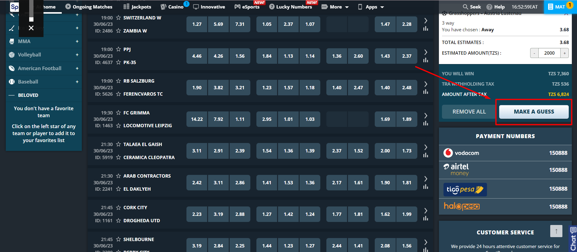 How to Bet on SportPesa Visit Odds Section
