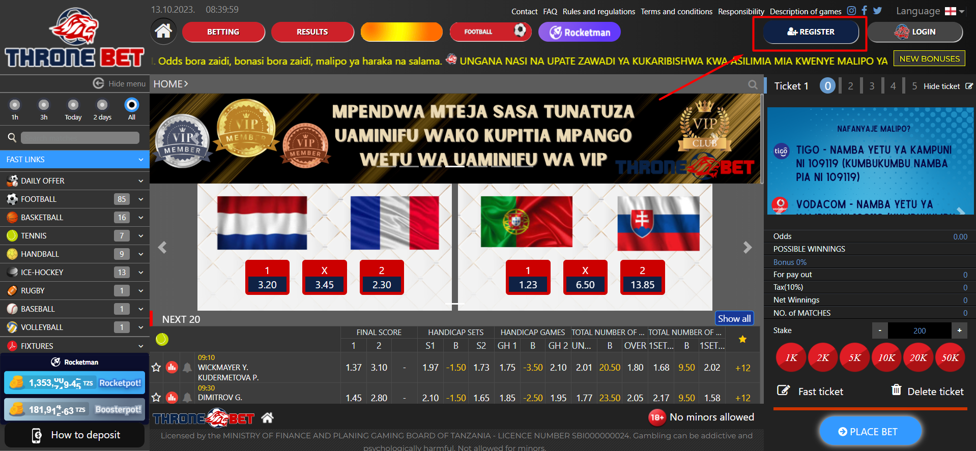 Throne Bet Registration