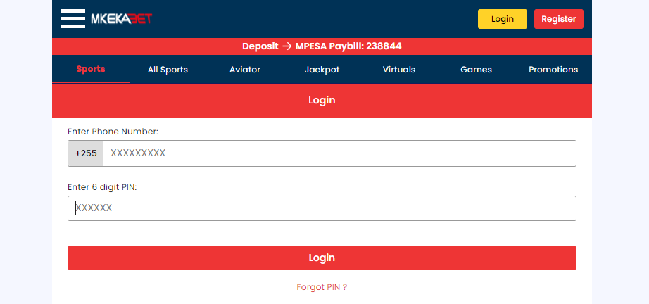 Image showing Mkekabet Tz login page