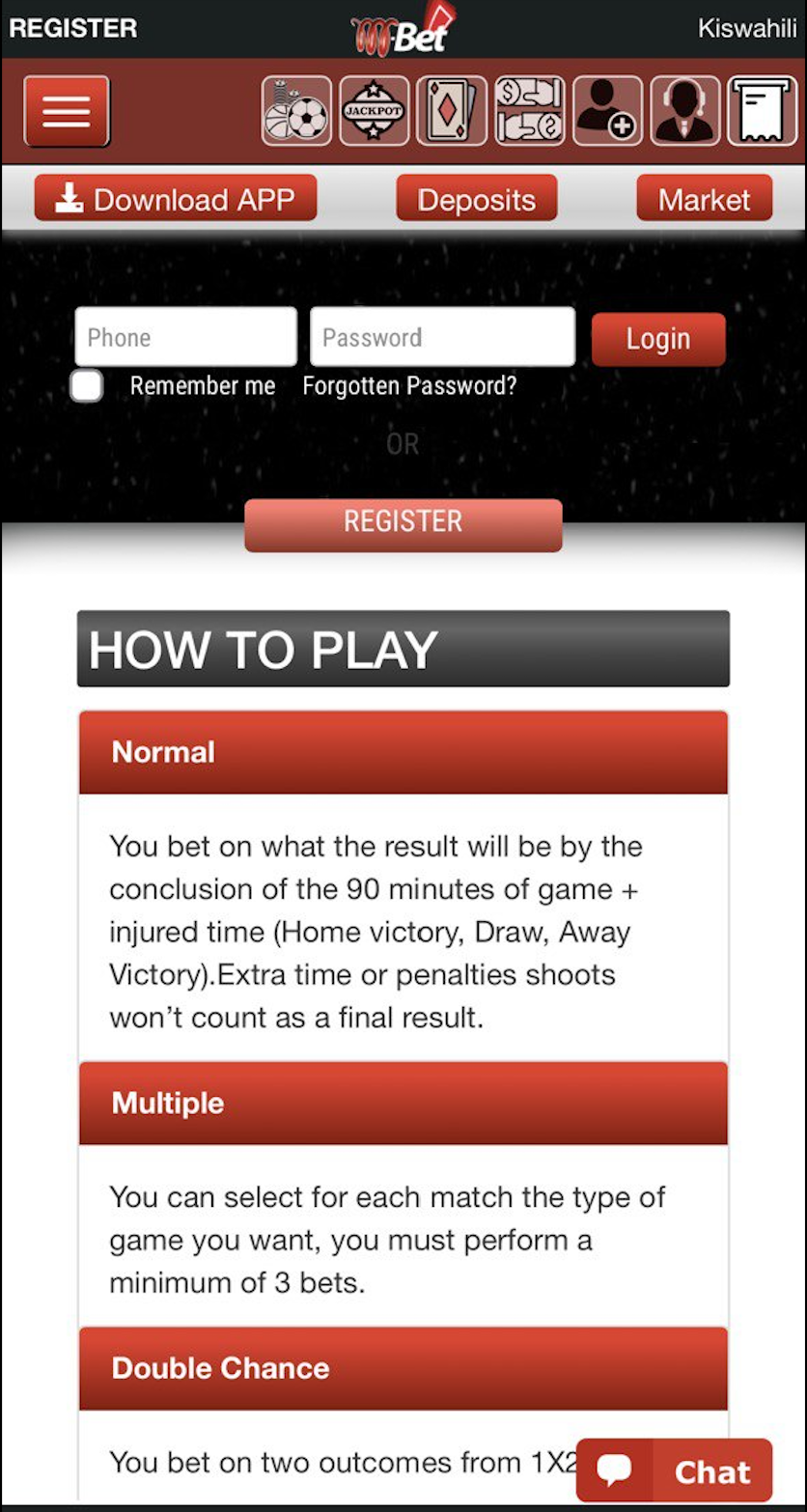 M-bet Tanzania Mobile Version