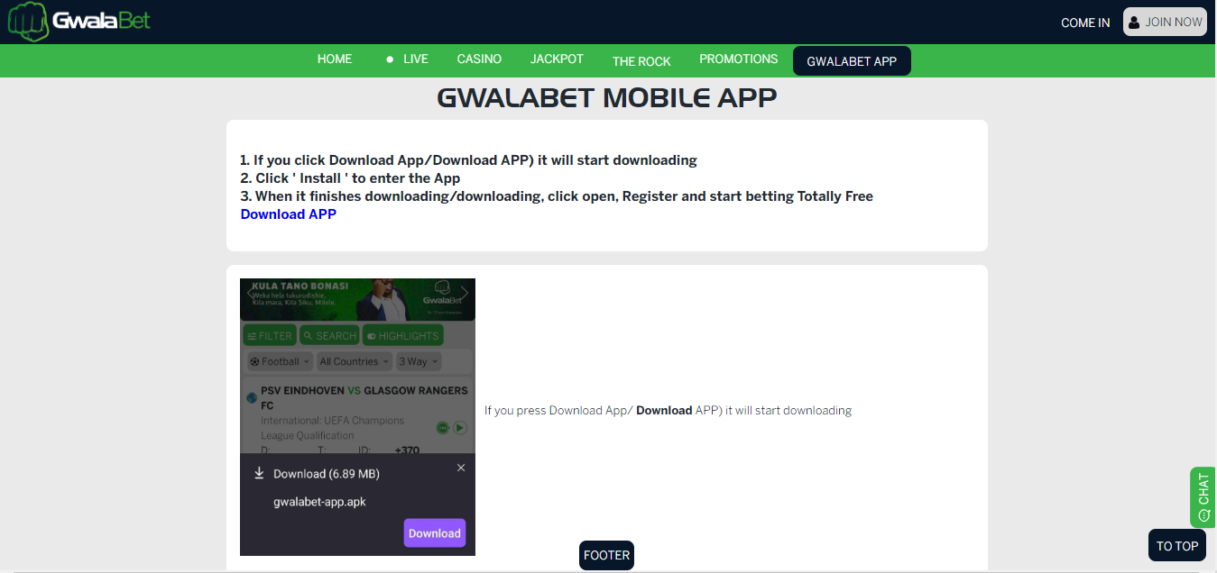 Image shows Gal sport betting mobile application