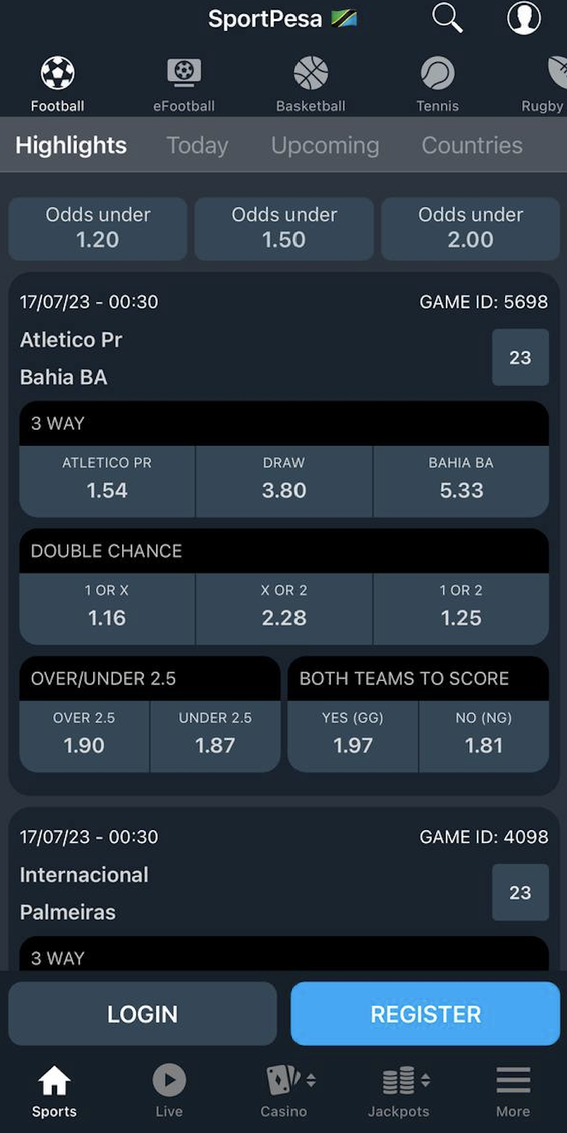 SportPesa Tanzania IOS App