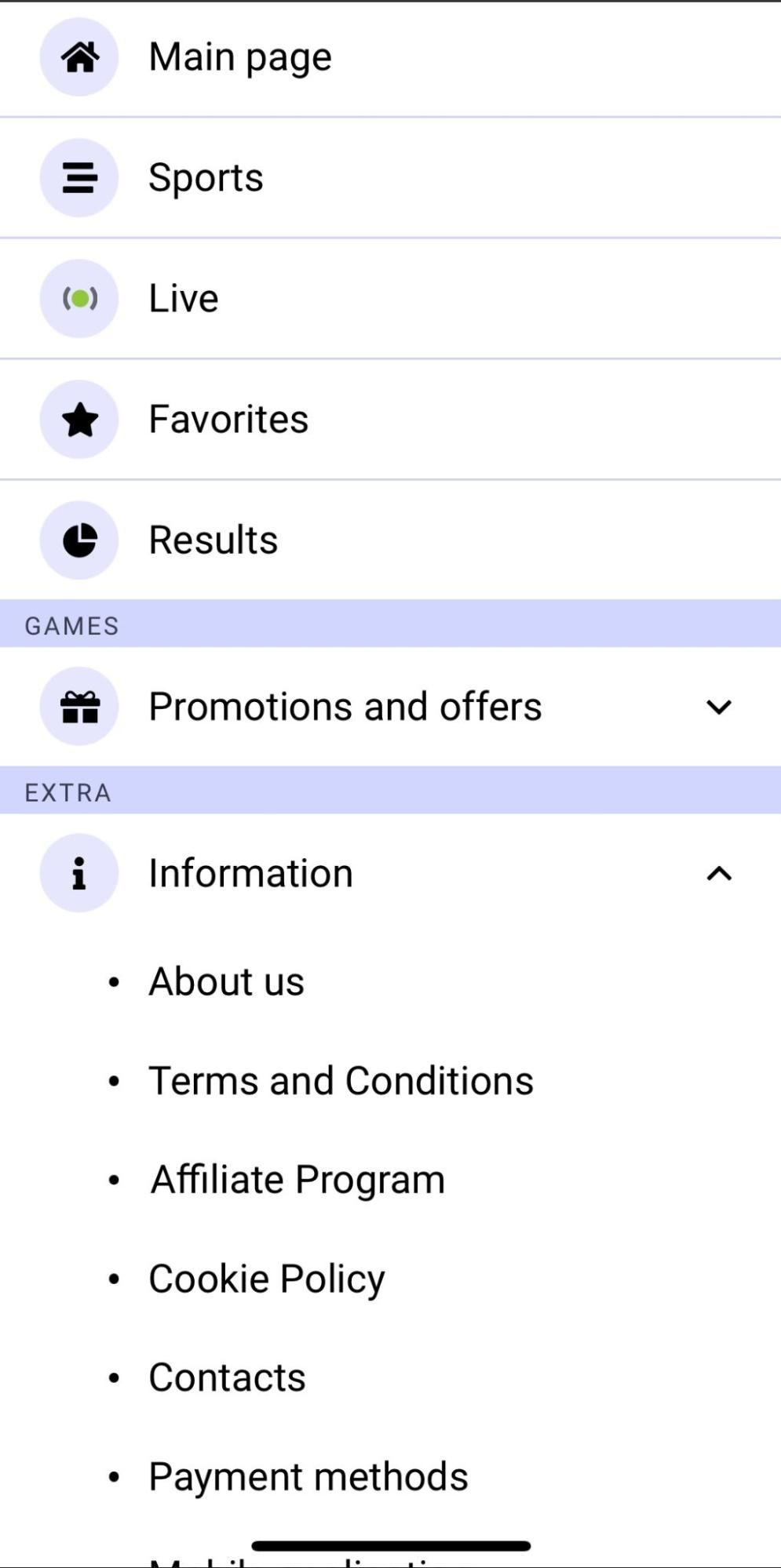 Interface of Paripesa betting mobile version Tanzania 