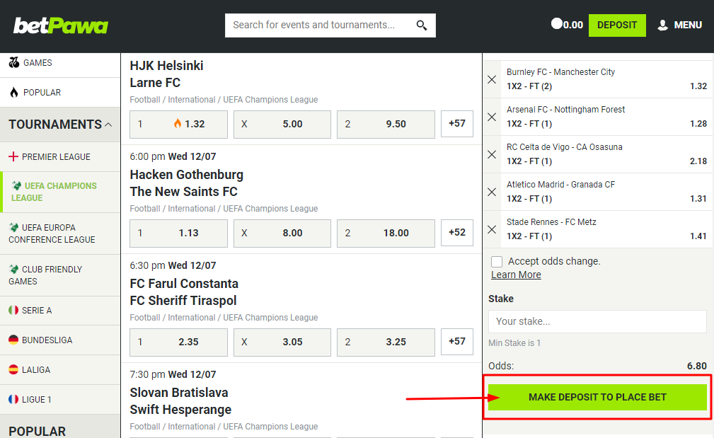 Image of Betpawa Submit Bet Page