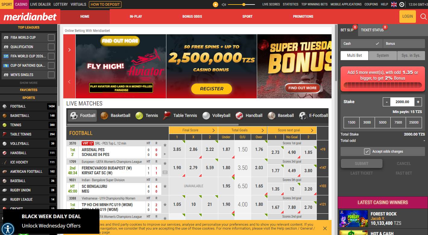 Meridianbet landing page