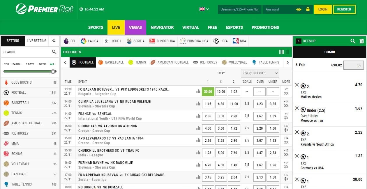 Premier Bet Tanzania live betting