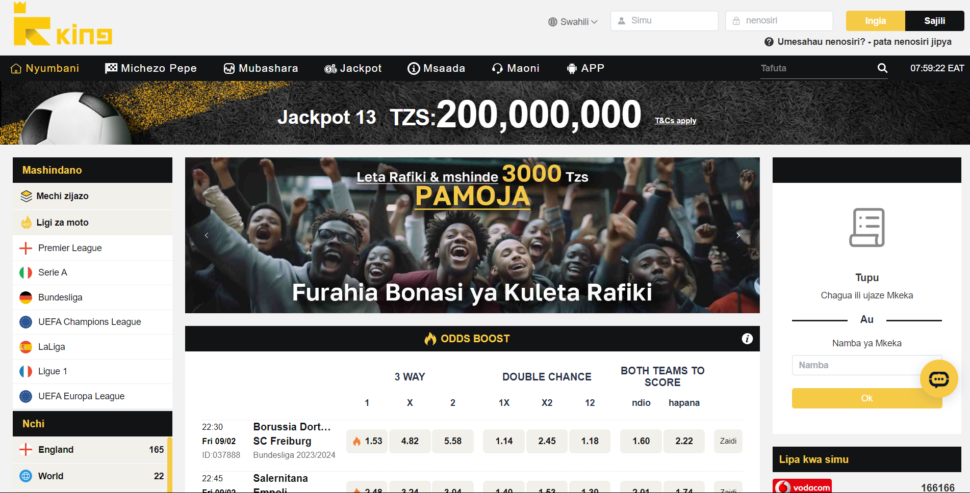 Kingbet Tz homepage image An image of the Kingbet Log in page
