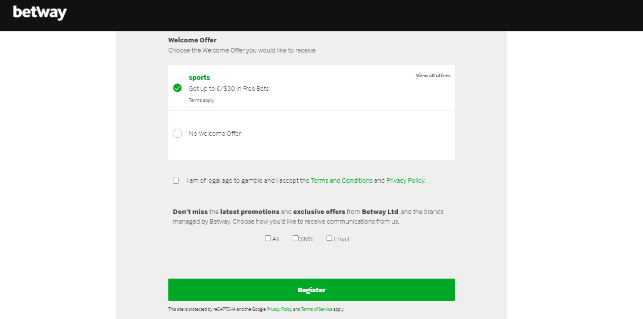 Betway registration Tanzania Final Step 