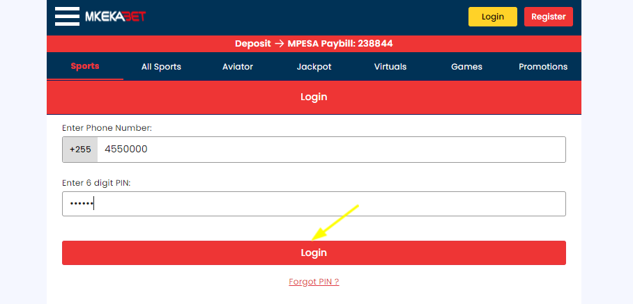 Image showing Mkekabet Tz login page