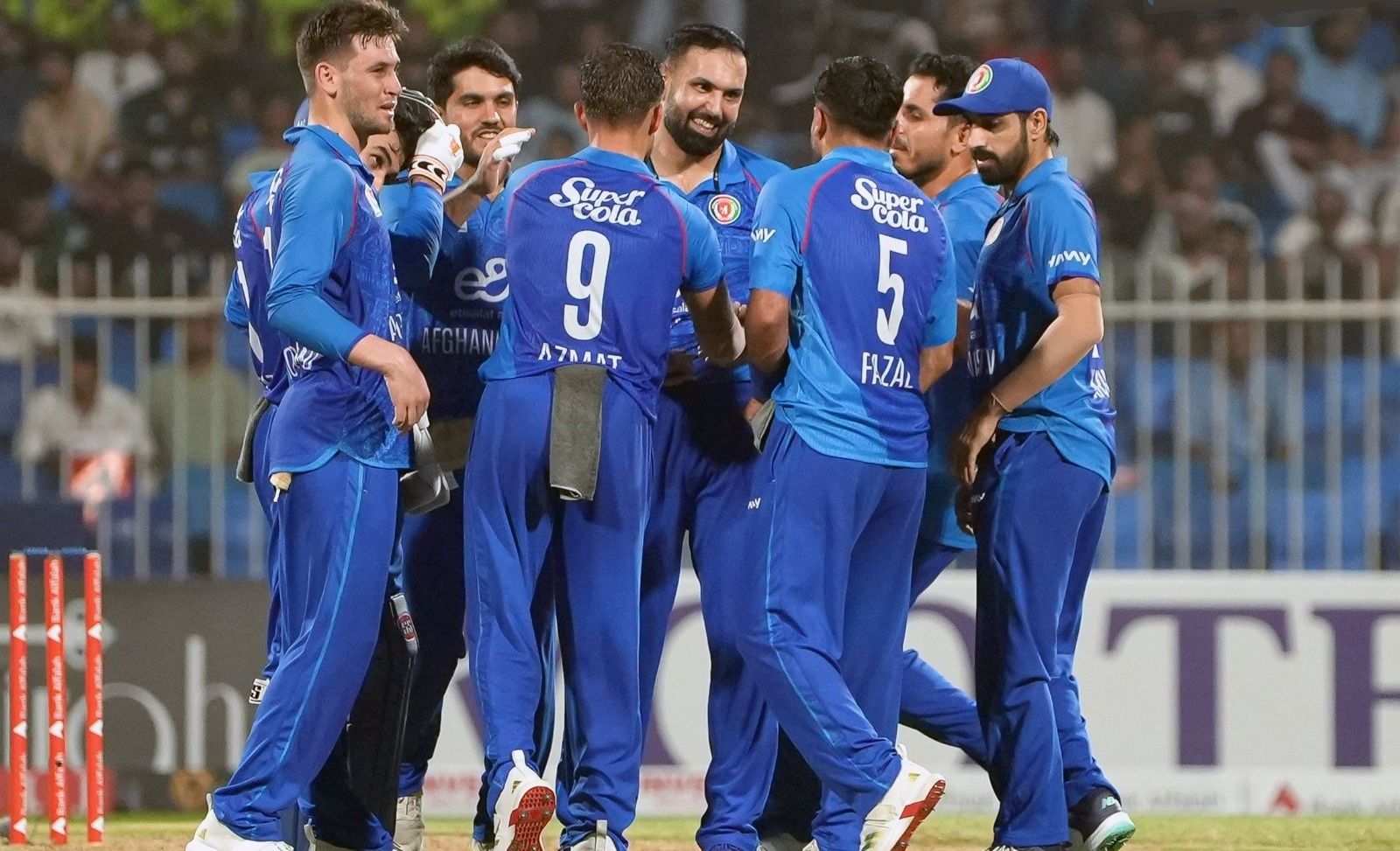 Afghanistan players celebrate a wicket. @ Afghanistan Cricket Board Afghanistan players celebrate a wicket. @ Afghanistan Cricket Board