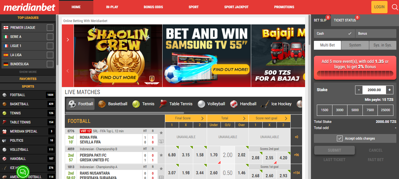 Best Betting Apps in Tanzania Meridianbet Tanzania Image