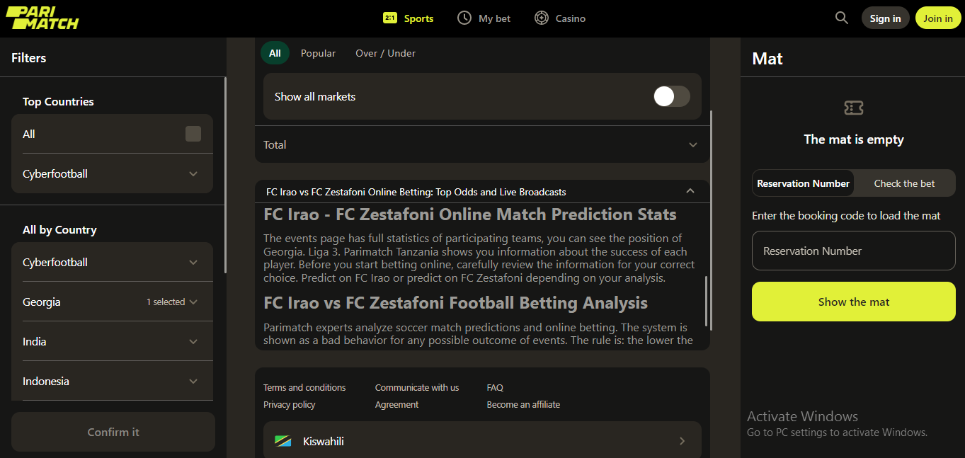 Parimatch Match Prediction and Analysis Statistics banner