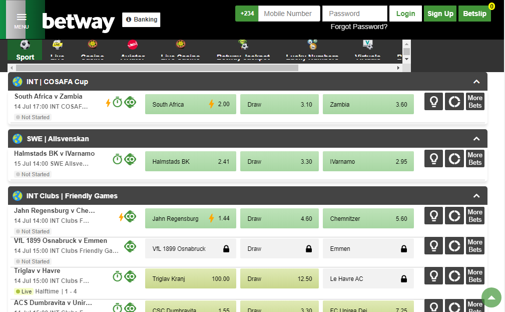 An image of Betway Tanzania Football Page