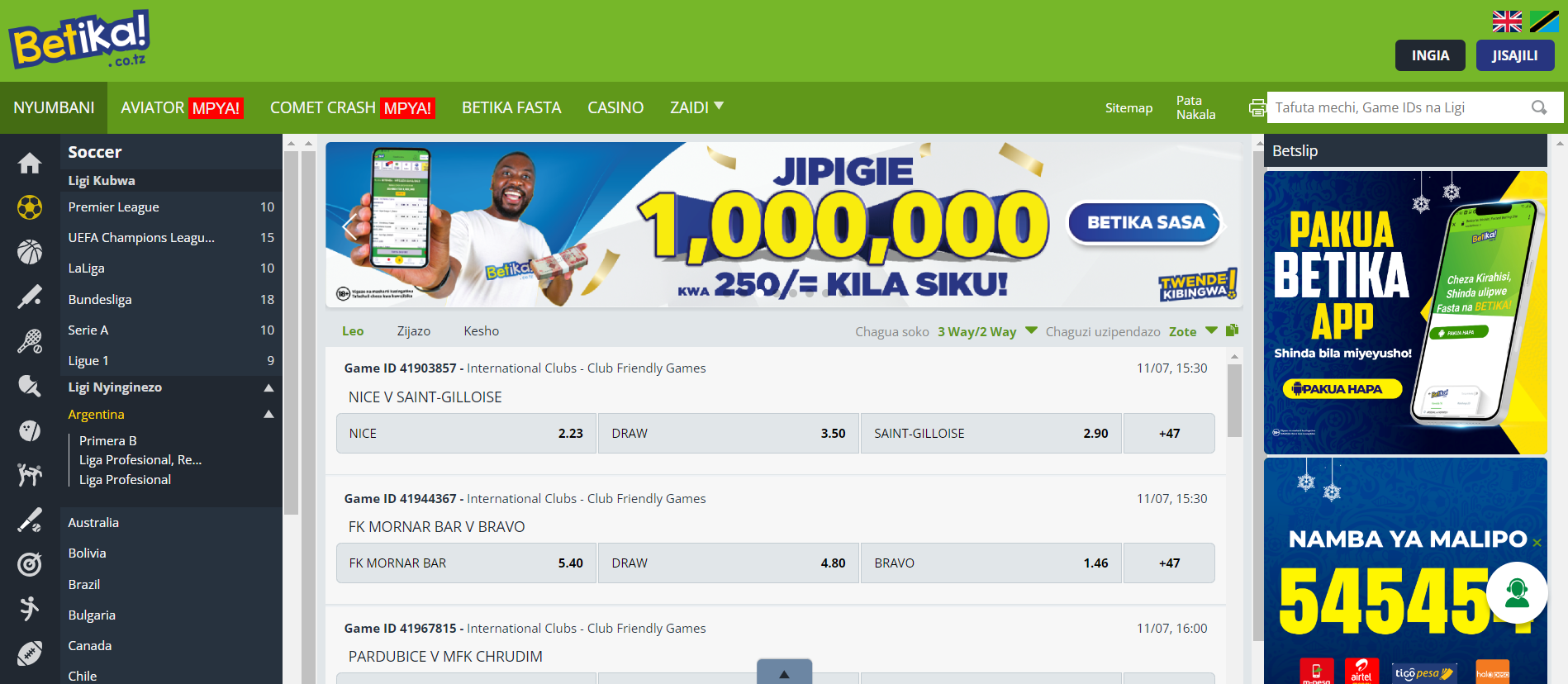 Betika Tanzania Sportsbook An image of Betika Tanzania Sportsbook